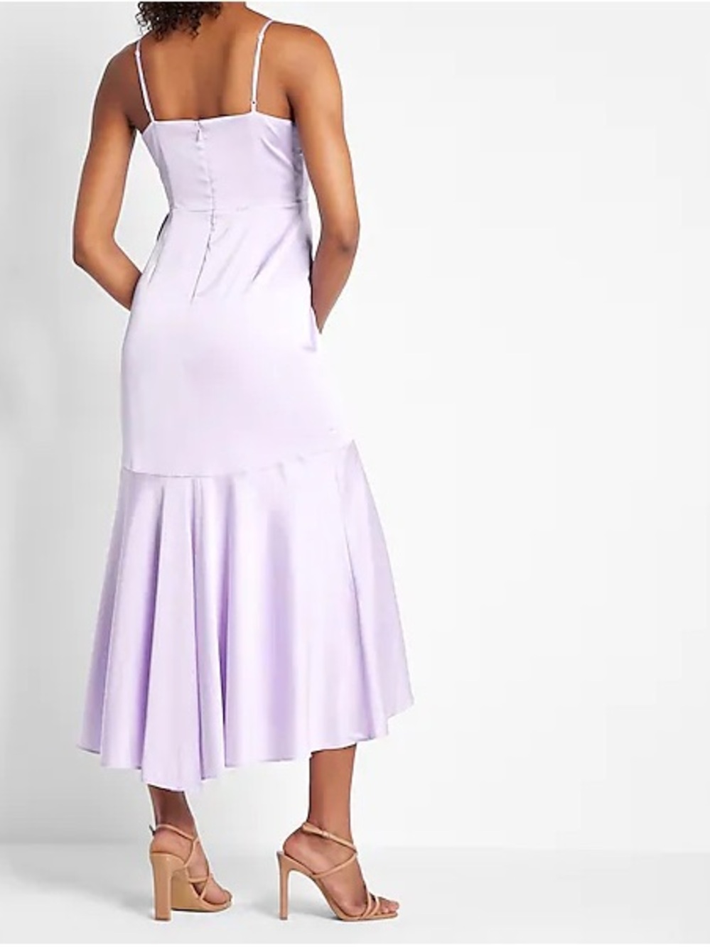 Express Lavender Ruffle High-Low Midi Dress - Picture 3 of 6